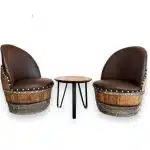 Bàn ghế trang trí bọc da gỗ thông tại Xưởng Bảo Long