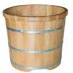 Bồn tắm gỗ sồi bo viền dáng tròn tại Xưởng Bảo Long